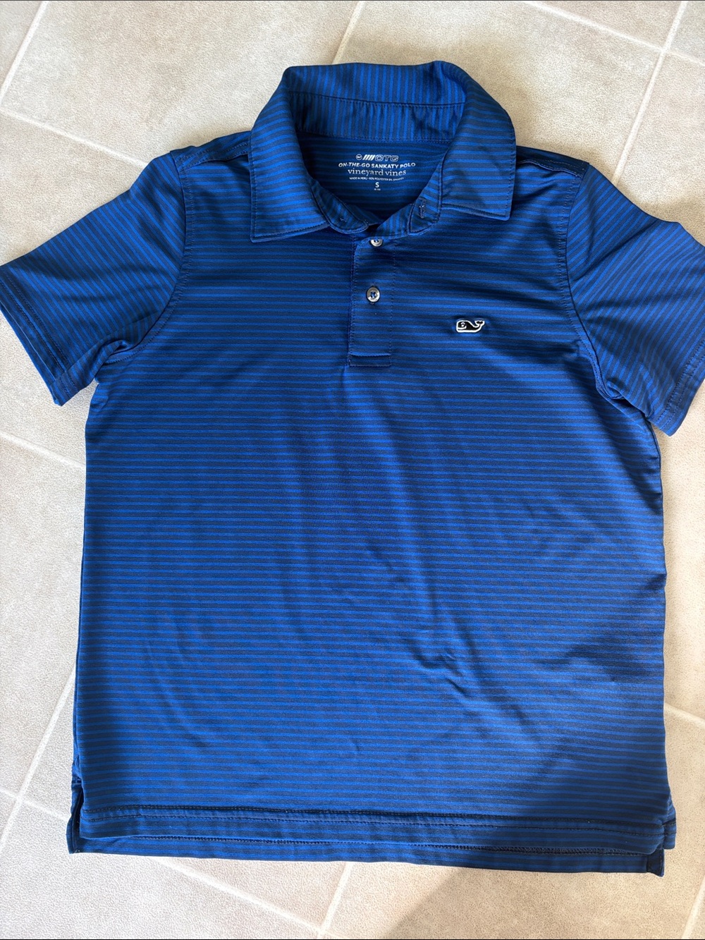 Vineyard Vines Boys Royal Blue Striped Polo